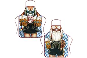 Anzhee 1-2 Stücke lustiges Oktoberfest Weihnachten Schürze kreative Kochschürze Küchenschürze Grillschürze Lustige Motiv Sexy Schürze für Männer Damen Freund Bierfest Party Lustige Schürze Geschenk