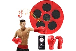 GOXAEEE Música Máquina de Boxeo LED Electrónica de Boxeo Target Smart Pared Equipo de Entrenamiento de Boxeo para Adultos y Niños, Soporta Bluetooth, Ajuste de Velocidad, Altura de Montaje Ajustable
