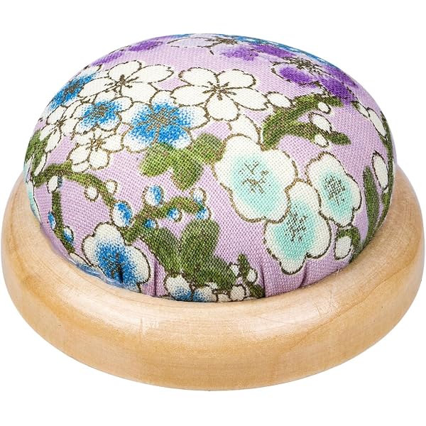 Coussin à épingles En Bois Avec Motif Floral - Organisateur Pour Couture Et Loisirs Créatifs