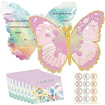 12 Jeux De Cartes D'invitation Papillon Avec Enveloppes Et