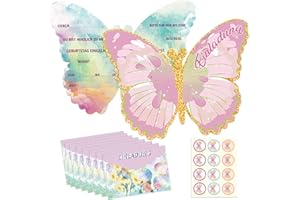 ‎GIUGIO Giugio 12 Stück Einladungskarten Schmetterling in Deutsch Geburtstagseinladung Party, Einladungskarten Flutter mit Umschlägen, Papillon Papier für Geburtstag, Muttertag, Hochzeitstag, Valentinstag