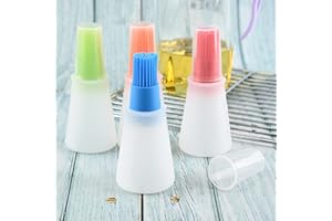 MKNZOME 4 pièces Bouteille D'Huile Avec Pinceau à Badigeonner, Brosse à Bouteille d'assaisonnement en Silicone BBQ Distributeur d'huile, Grill Ustensiles pour Barbecue Cuisson Cuisine Pâtisserie#1