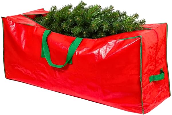 SHATCHI Holiday Förvaringsväska till Julgran, Nylon, Röd, 122 x 40 x 52 cm