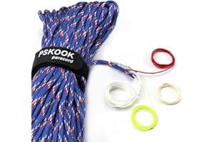 PSKOOK Paracord Survival Cord with Waxed Tinder Fishing Line Cotton Thread Outdoor Commercial Grade Braided Fire Parachute Cord Ropes