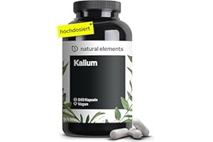 ‎NATURAL ELEMENTS natural elements Kalium – 240 Kapseln mit 800 mg elementarem Kalium (aus Kaliumcitrat) pro Tagesdosis – für Blutdruck, Muskelfunktion & Nervensystem – vegan, hochdosiert, ohne Zusätze
