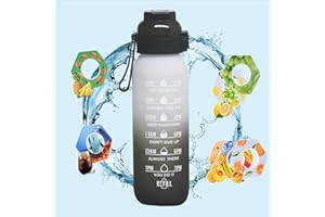Valart 1000 ml Botella de Agua Redonda con Sabor, con 7 Pods Sabores de Bayas Mixtas de 0 Caloría, Air Botella de Agua Deportiva Plástica para Hidratación Diaria (Negro)