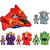 Disney Jr. Series Marvel's Iron Man and his Awesome Friends Ultimate Dev Boyutlu Zırh Iron Jet Oyuncak Seti, 7,6 cm Aksiyon F