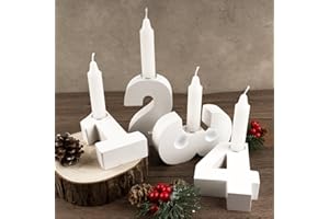 BOFUNX 4er Adventszahlen Kerzenhalter Holz Kerzenständer 1 2 3 4 Adventskranz Zahlen Holz Kerzenhalter für Adventskranz Tischdeko Weihnachtsdeko Weihnachten Geschenk