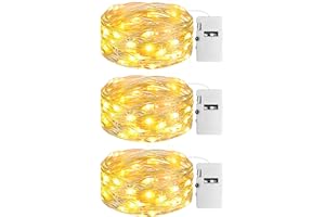 btfarm Lot de 3 Mini Guirlande Led à Pile avec Minuterie, 2M 20 LED Petite Guirlande Lumineuse avec 3 Modes Étanche pour Interieur Chambre Mariage Fête Noël Bouteille Décoration, Blanc Chaud