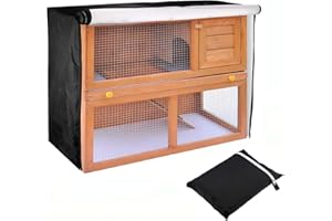 MIATTCLD Abdeckung für Kaninchenstall, wasserdichte Kaninchenkäfig-Staubschutz, 210D-Oxford Doppelschicht Abdeckung für Katzen, Hamster, Kaninchen, Haustiere, 122x50x105cm (‎Schwarz)