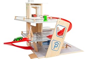 small foot Parkhaus Premium, über 3 Ebenen mit Rampe, Parkhaus für Kinder aus Holz, Rollenspielzeug, 11676, 40.01 x 10.01 x 42.01 cm