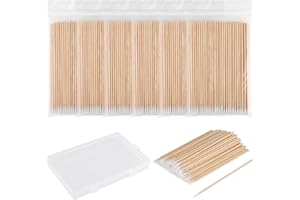 TIANCONGYUN 600 Stück Wattestäbchen, Holz Spitz Reinigungsstäbchen mit Aufbewahrungsbox, Microbrush Stäbchen Wattestäbchen, Wattestäbchen Spitz Für Ohrenstäbchen, Augenbrauen, Beauty, Make-Up
