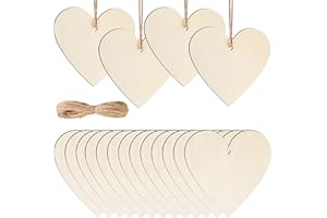 HOLDLEAF 24 Stück Holz Herzen mit Loch, 10cm Holzherzen Deko, Blanko Holzanhänger Herz zum Basteln, Bemalen & Verzieren, Hochzeit Deko, Valentinstag, Geschenkanhänger