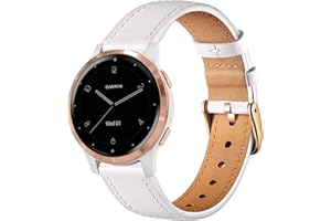 Issinlky echtes Lederarmband kompatibel Garmin Venu 2S/Venu 3S,Vivoactive 4S,Garmin Vivoactive 3S,18mm Armband für Fossil Women's Gen 5E 42 mm, Gen 6 42 mm, Fossile Q Venture Gen 3/Gen 4