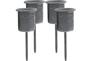 ‎BIGDEAN BigDean 4er Set Kerzenhalter anthrazit mit kurzem Spieß - Für Stabkerzen 22 mm - Nostalgisches Shabby-Design - Für Kränze, Tischgestecke & Blumentöpfe