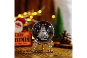 HD LIVING 3D Glass Christmas Tree Figurine 60mm Crystal Ball St Glass Ball Paperweights Christmas Ornament Decor for Home