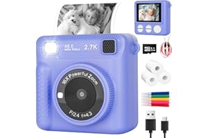 TAICHAEU Kids Camera Instant Print for Girls Boys - 2.4'' 1080P Instant Print Camera with 32GB Card & 3 Rolls Print Paper 16x Digital Zoom Birthday Toys Gifts for Kids Age 3-12 (Purple)