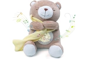 Meero London Baby Sleeping Aid, Night Light, Plush Toy Baby Sleep Soother with Night Stars Projector with 15 Musical Lullabies-Gift Pack-Unisex