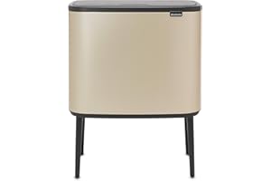 Brabantia Bo Touch Bin - 11 + 23L Inner Buckets (Champagne) Waste/Recycling Kitchen Bin - Soft-touch
