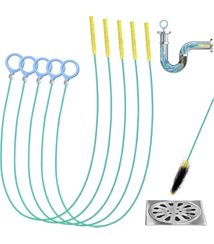 5 Stück Abflussreiniger Spirale – 90 Cm, PVC, Gegen Haare & Speisereste