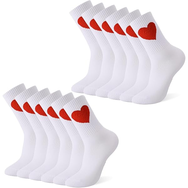 Calzini Da Tennis Donna A Forma Di Cuore - 6 Paia Cotone Bianco, Taglie 37-42