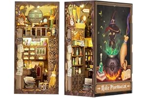 Cutefun DIY Miniature House Kit - Book Nook Kit - Dolls House Kit Led Light With Sensor Suitable for Teens and Adults Bookshelf Decor Creative Birthday Gifts （Magic Pharmacist）