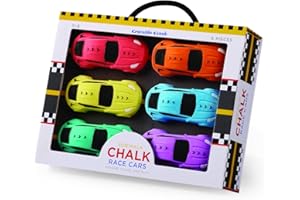Crocodile Creek Sidewalk Chalk - Outside Art Set for Kids Ages 3 and Up - Encourages Creativity, Fun, and Outdoor Play - Ideal Playground Toys - Includes 6 Race Car-Shaped Pieces of Chalk
