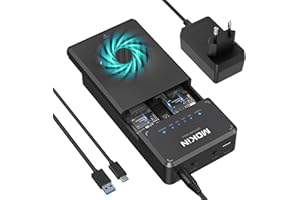 MOKIN NVMe M.2 Duplicateur Dual Bay Offline Clone sans Outil, NVME Clone SSD Station d'accueil 10 Gbit/s avec Ventilateur, Boîtier SSD NVMe M.2 pour NVMe PCIe Taille 2230/2242/2260/2280 (jusqu'à 8 to)