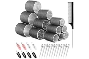 HAOYUAN 39PCS Hair Curlers Rollers - Self Grip Hair Rollers Set, Hair Tools,Hair Rollers, 18 Rollers 12 Duckbill Clips 8 Bang Clips 1 Comb for Short, Medium, Long Hair for Salon DIY Hairdressing
