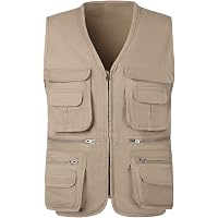 Gilet Extérieur Hwalleum Homme - Multi-Poches Léger Respirant | Taille S-8XL | Parfait Rando Pêche