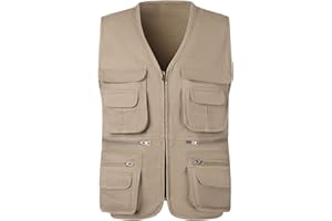 KTWOLEN Herren Outdoor Weste Baumwolle Anglerweste Freizeit Jagd Trekking Wander Angler Camping Safari Weste Ärmellos Jacke mit vielen praktischen Taschen