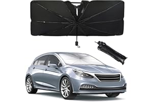 QOOLOO Car Front Windshield Sun Shade, 79 x 138 cm Foldable Car Umbrella Sunshade Cover, Car Window Sunshade Umbrella UV Protector for Car Foldable Protector with Car Sunshade Cover UV Block