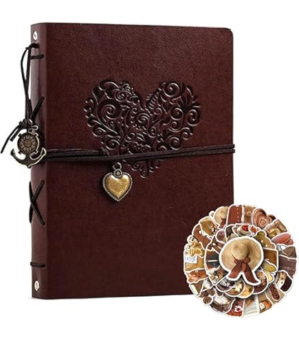 Fotoalbum Lederalbum 21,5x17cm - Vintage Scrapbook Für 240 Fotos Mit 60 Seiten