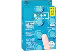 ‎IROHA NATURE Iroha Nature - SOS-Pickel-Patches | Salicylsäure, Teebaumöl und Asiatischer Wassernabel | Schnelle und effektive Reduktion von Pickeln | Hydrocolloid-Technologie | Packung mit 72 Stück