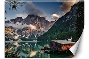 Feeby Carta Da Parati Fotografica Foresta Rocce Marina 400x280 cm verde Moderne Decorazione Da Muro Poster Gigante Design Soggiorno Ufficio Camera Da Letto Cime Di Montagna Lago