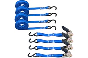 MIUCOGUIER 4 X 800 kg Cinchas de Amarre Carga 5m Carraca Tensor de Carraca Cinchas Correa para Trinquete con Gancho Cinchas de Sujeción de Carga Trinquete Cinta para Baca, Equipaje, Lonas, Transporte Mercancías