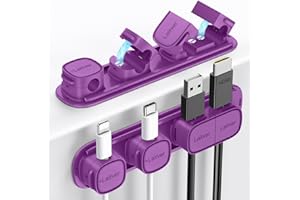 Laitver Clip per Cavi, 6 Pezzi Magnetico Fermacavi, Autoadesivi Organizer Cavi Scrivania con Base in Plastica, Accessori Scrivania Gestione Cavo per Auto, USB, Casa, Ufficio, Comodino