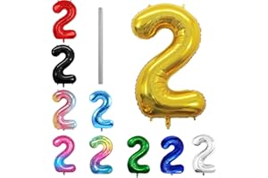 AOISYESBIG Geburtstag zahlen luftballon 2 jahre – Gold XXL Jumbo Folienballon 40 Zoll – 101 cm Luftballons 2. Geburtstag Junge Mädchen Babyparty Geburtstagsdeko Jubiläumsparty Dekoration – fliegt mit Helium