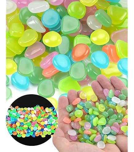 300 Pietre Luminose Per Giardino E Acquario - Ciottoli Fluorescenti Che Brillano Al Buio, Colore Arancione - Foto 6