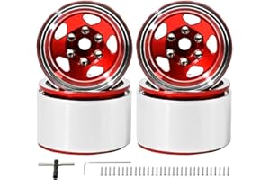 RcThjia 1.0 Beadlock Wheel Rim Set Aluminum Alloy RC Upgrade Part for Traxxas 1/18 TRX4M 1/24 Axial SCX24 FMS FCX24 Gladiator Bronco C10 JLU Deadbolt B17 RC Crawlers Upgrade Off-Road(4Pcs/Set)