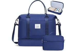 BAGAIL Bolsa de Viaje de Fin de Semana para Mujer con Bolsillo Húmedo - Gimnasio, Hospital para Mamá, Trabajo de Parto, Ee-Azul Marino