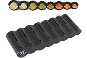 POS Valley 8 Euro Distributeur de Pièces de Monnaie - Solution Rapide & Compacte, Peut Contenir 216 Pièces d'Euros, Avec Ouverture - Pour la Maison, le Bureau, la Caisse, le Comptoir - 20x7.95cm