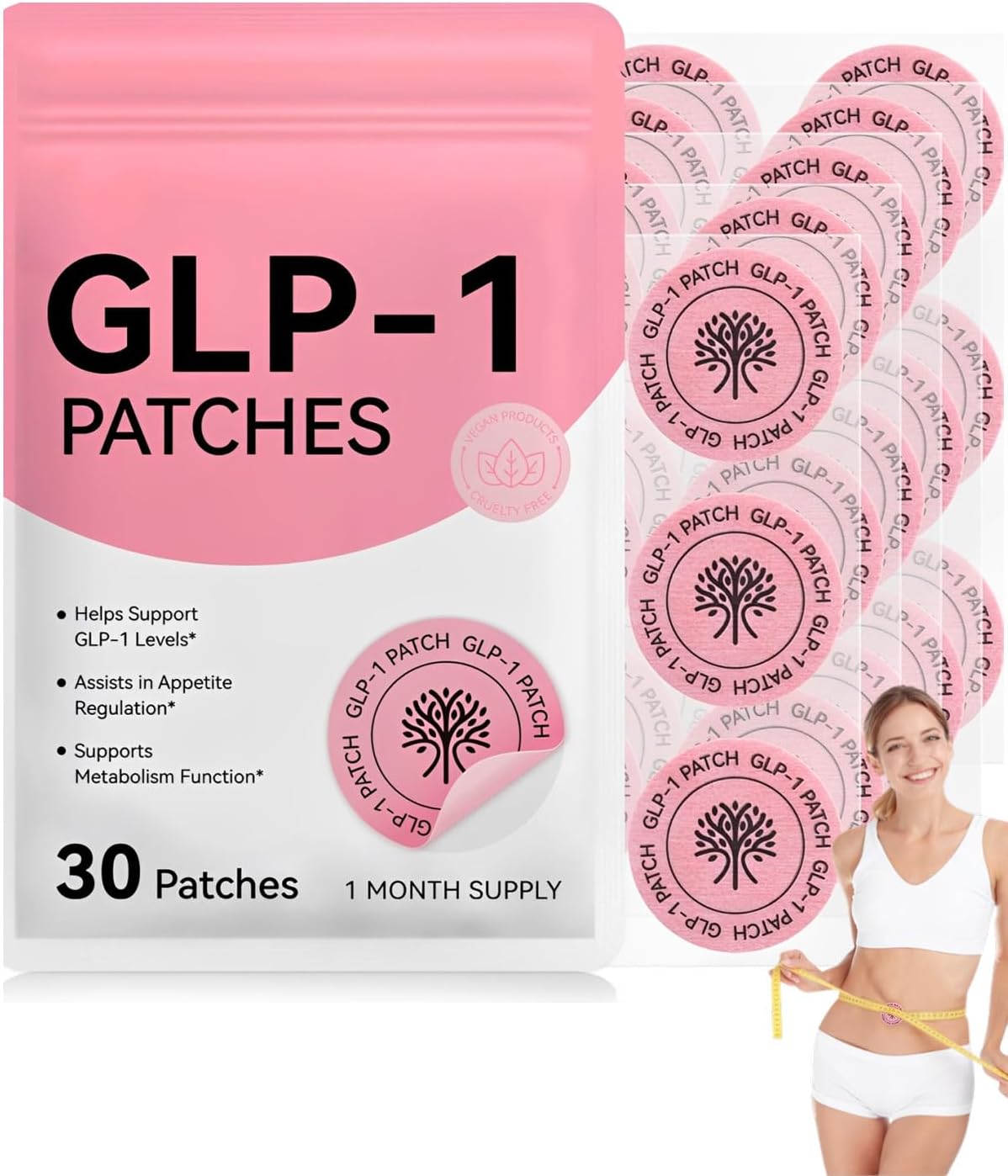 GRETY Parches GPLP-1 Para El Equilibrio Metabólico, Soporte de Forma Saludable, Pegatinas de Ayuda al Metabolismo de Apoyo para La Piel del Vientre Toda La Piel | 30Pcs