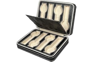 MAESTRORELOJERO MR Maestro Relojero - Estuche de Almacenamiento para 8 Relojes con cremallera | Terminado Black leather | Ideal para Organizar relojes tanto Hombre como Mujer, Color Negro | Material muy resistente