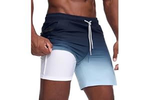 Danfiki Bañador Hombre Shorts de Baño Shorts de Playa Short de Verano 2 en 1 con Forro de Compresión y Malla Secado Rápido para Vacaciones