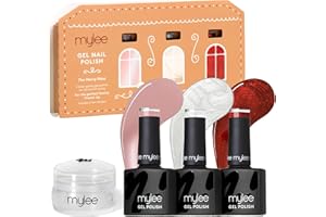 Mylee Gel Nail Polish Pearl French Trio with Stamper 3x8ml [The Merry Mess] - Bake Me Happy Collection - UV/LED Soak-Off Nail Art Manicure Pedicure for Professional, Salon & Home Use [Christmas 2025]