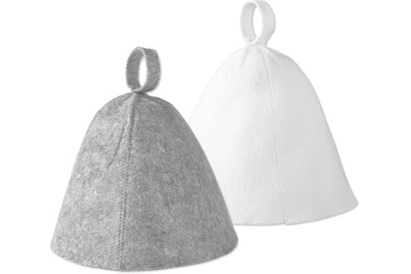 lasuroa 2pcs Chapeaux de Sauna, Chapeau de Sauna en Feutre Bonnet Sauna Casquette de Sauna Russe Ensemble de Chapeaux de Sauna Accessoires de Sauna Universel pour Femmes Hommes(Gris et Blanche)