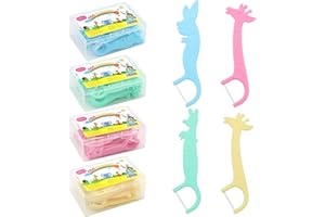 KASURE 160 Piezas Hilos Dentales NiñOs, con 4 Asas de Colores en Forma de Animales Marinos, Hilo Dental para Espacios Interdentales Estrechos, Hilo Dental con Mango Seguro y Divertido para Niño