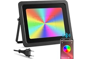 EOCOYAR Foco LED RGBW de Exterior 100W Controlado por Teléfono Inteligente, IP68 Impermeable, Proyector LED Inteligente de color RGB, Iluminación Jardín Piscina Boda Fiesta（100W Negro）