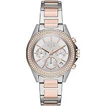 armani exchange silver and rose gold watch